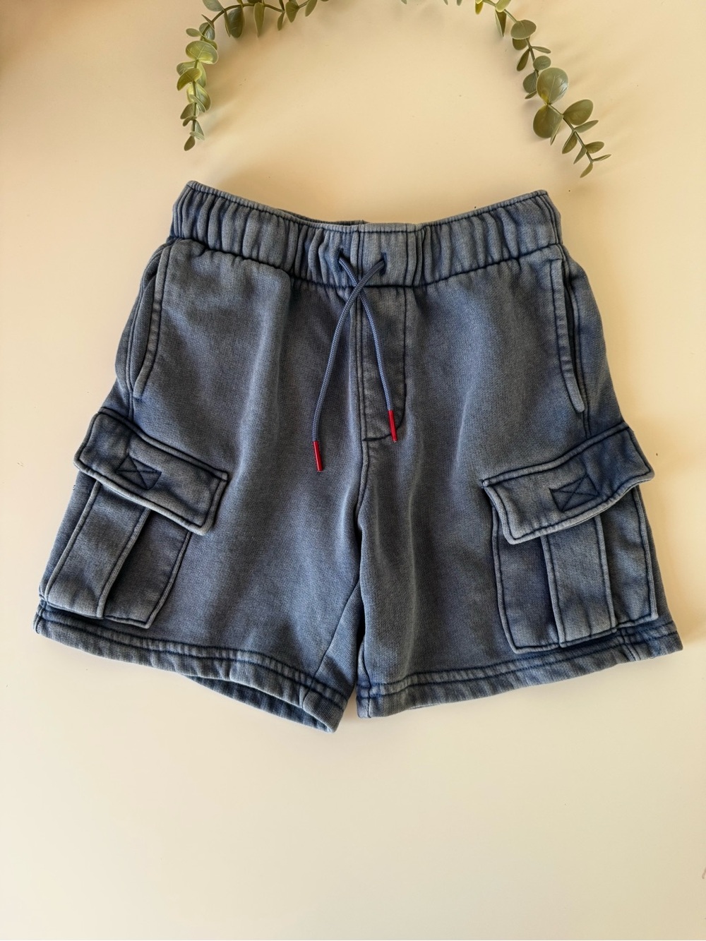 Old Navy Boys Blue Cargo Shorts Size S 6-7 Pull On Fleece Shorts